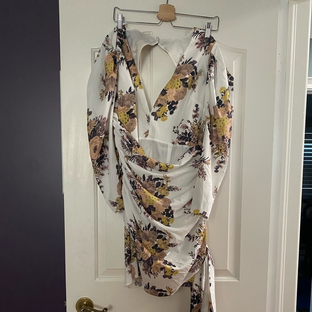 Brand new with tags. ASOS floral dress long sleeve with side sash